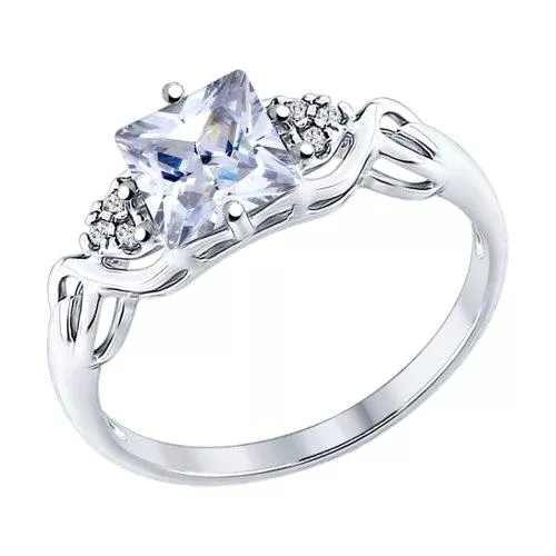 Кольцо из серебра с фианитами