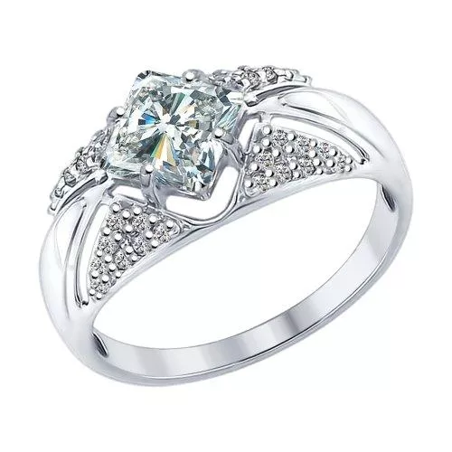 Кольцо из серебра с фианитами