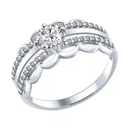 Кольцо из серебра с фианитами