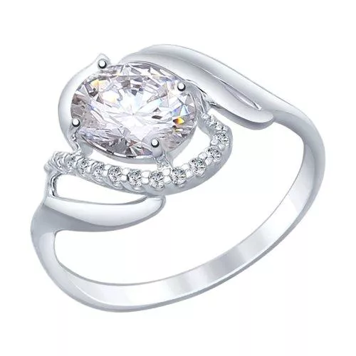 Кольцо из серебра с фианитами