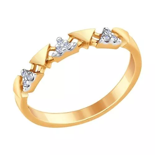 Кольцо из золочёного серебра с фианитами