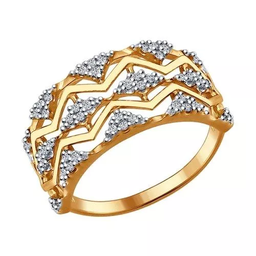 Кольцо из золочёного серебра с фианитами