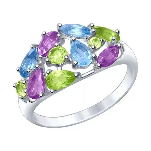 Кольцо из серебра с полудрагоценными вставками