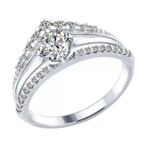 Кольцо из серебра с фианитами