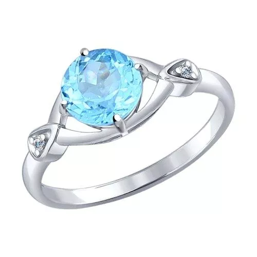 Кольцо из серебра с топазом и фианитами