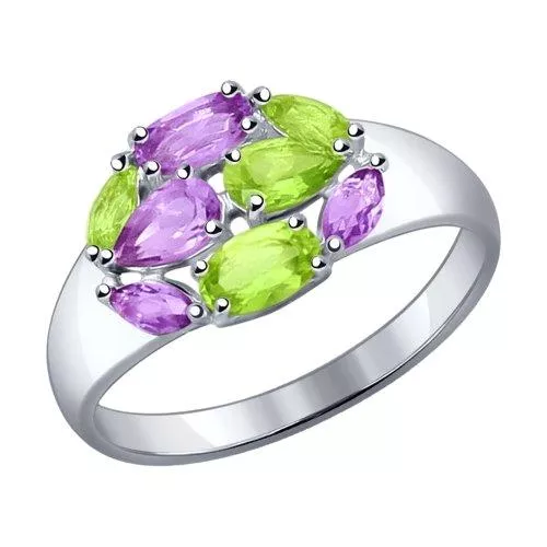 Кольцо из серебра с полудрагоценными вставками