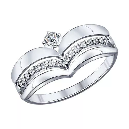 Кольцо из серебра с фианитами