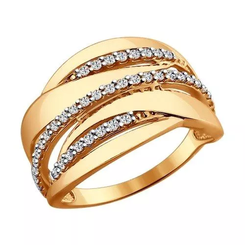 Кольцо из золочёного серебра с фианитами