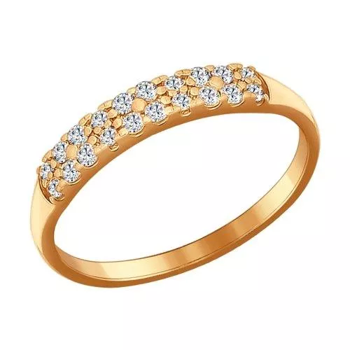 Кольцо из золочёного серебра с фианитами