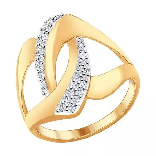 Кольцо из золочёного серебра с фианитами