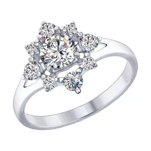 Кольцо из серебра с фианитами