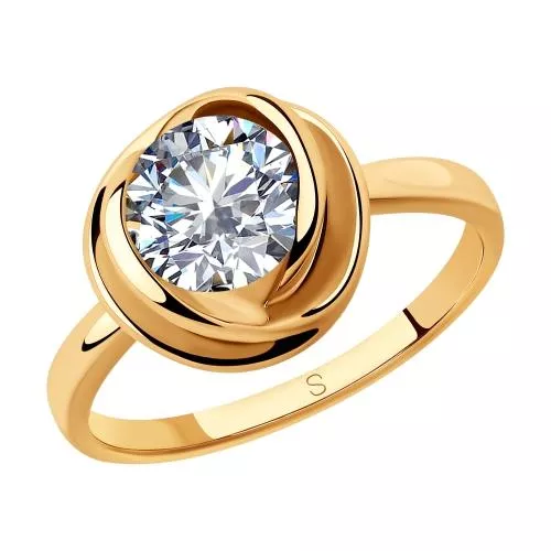 Кольцо из золочёного серебра с фианитом