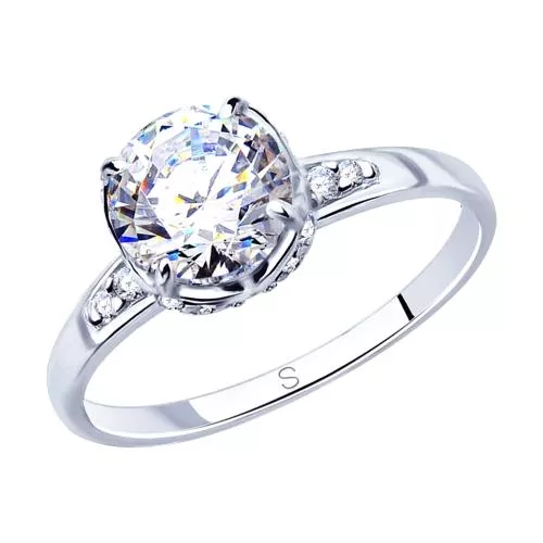 Кольцо из серебра с фианитами