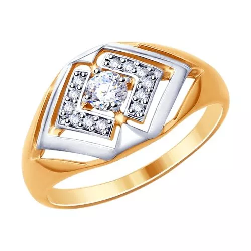 Кольцо из золочёного серебра с фианитами