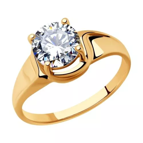 Кольцо из золочёного серебра с фианитом