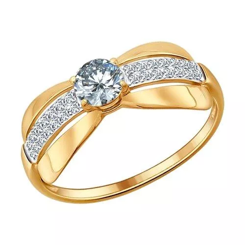 Кольцо из золочёного серебра с фианитами