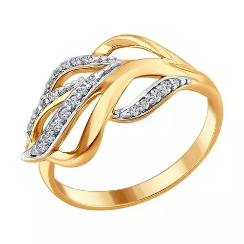 Кольцо из золочёного серебра с фианитами