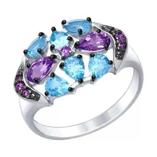 Кольцо из серебра с миксом камней