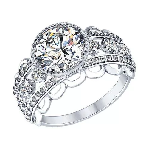 Кольцо из серебра с фианитами