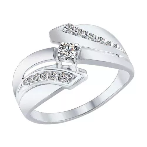 Кольцо из серебра с фианитами