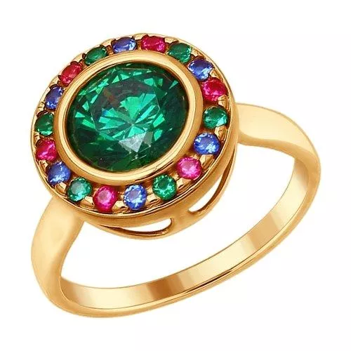 Кольцо из золочёного серебра со Swarovski Zirconia и фианитами