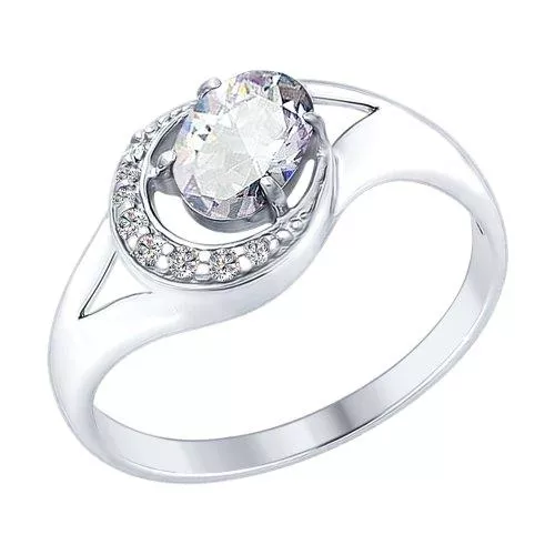 Кольцо из серебра с фианитами