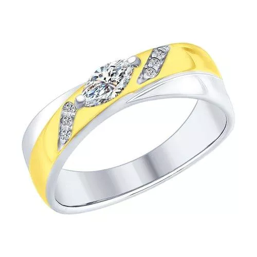 Кольцо из золочёного серебра с фианитами