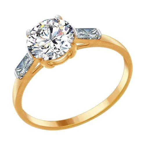 Кольцо из золочёного серебра со Swarovski Zirconia