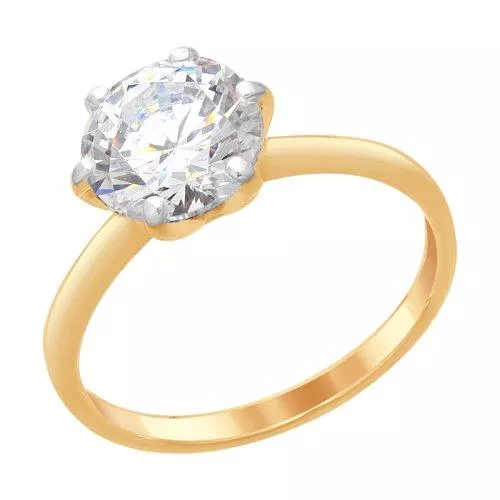 Кольцо из золочёного серебра со Swarovski Zirconia