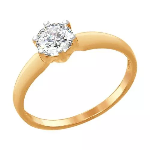 Кольцо из золочёного серебра со Swarovski Zirconia