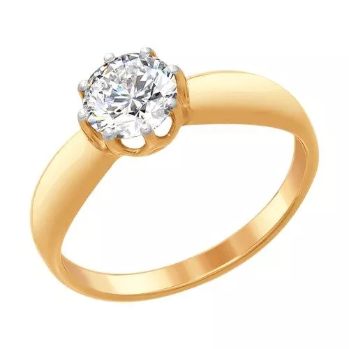 Кольцо из золочёного серебра со Swarovski Zirconia