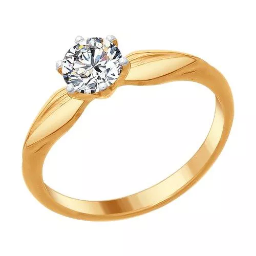 Кольцо из золочёного серебра со Swarovski Zirconia