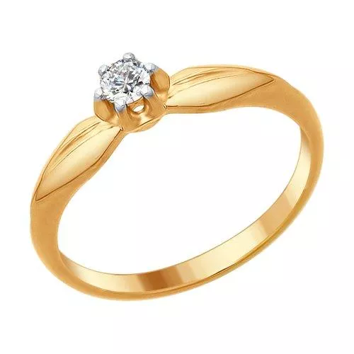 Кольцо из золочёного серебра со Swarovski Zirconia