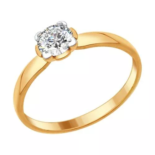 Кольцо из золочёного серебра со Swarovski Zirconia