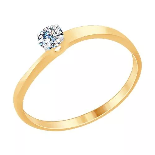 Кольцо из золочёного серебра со Swarovski Zirconia