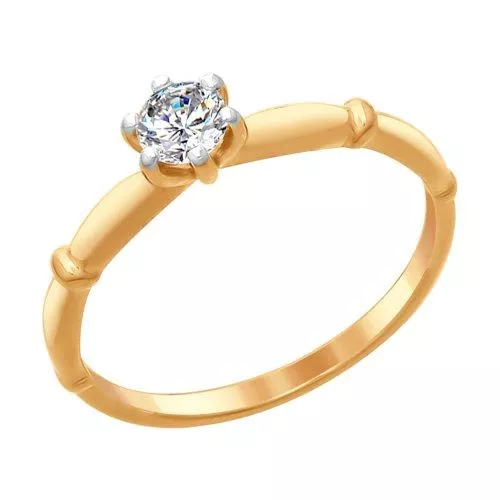 Кольцо из золочёного серебра со Swarovski Zirconia