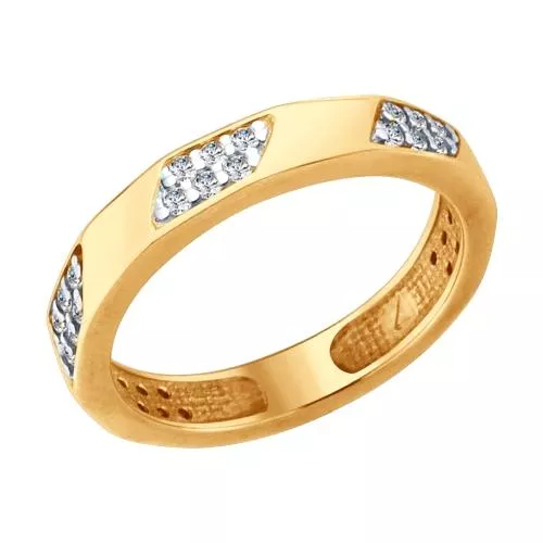 Кольцо из золочёного серебра с фианитами