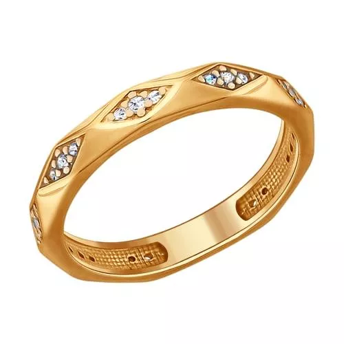 Кольцо из золочёного серебра с фианитами