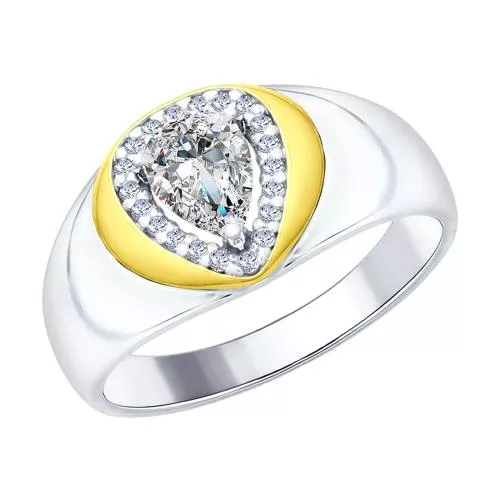 Кольцо из золочёного серебра с фианитами