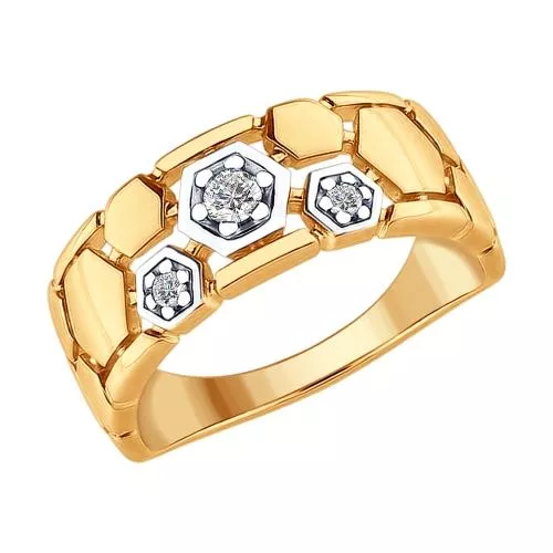 Кольцо из золочёного серебра с фианитами