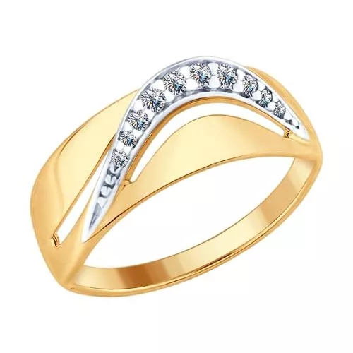 Кольцо из золочёного серебра с фианитами