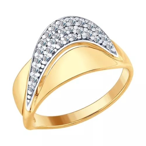 Кольцо из золочёного серебра с фианитами