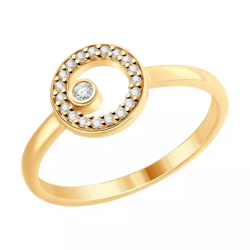 Кольцо из золочёного серебра с фианитами