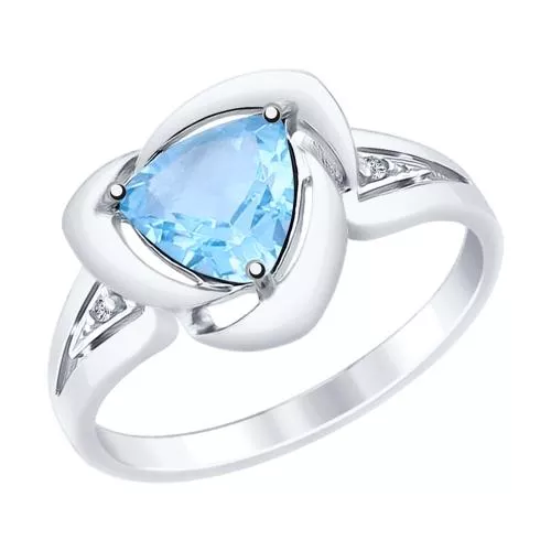 Кольцо из серебра с топазом и фианитами