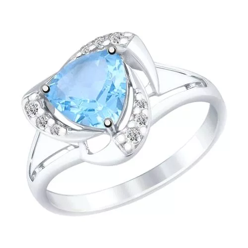 Кольцо из серебра с топазом и фианитами