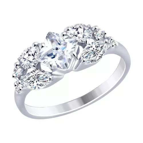 Кольцо из серебра с фианитами