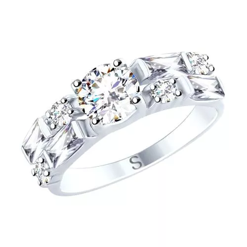 Кольцо из серебра с фианитами