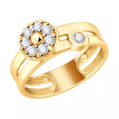 Кольцо из золочёного серебра с фианитами