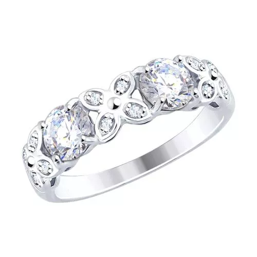 Кольцо из серебра с фианитами