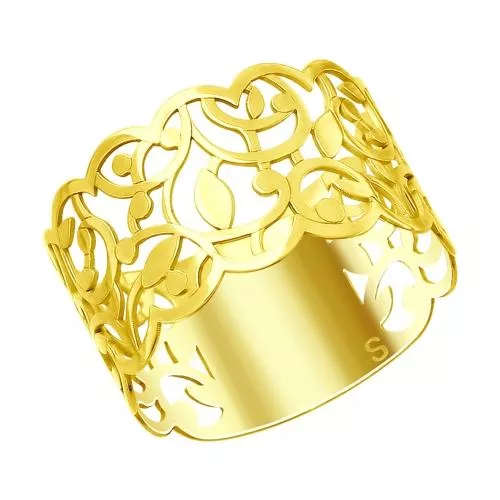 Ажурное кольцо из золочёного серебра